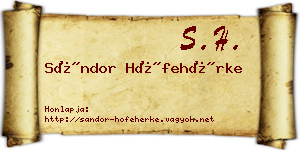 Sándor Hófehérke névjegykártya